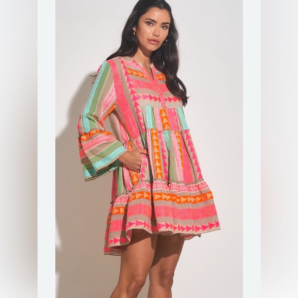 Devotion Twins Ella Short Neon Multicolor Party Dress Neon XS Designer